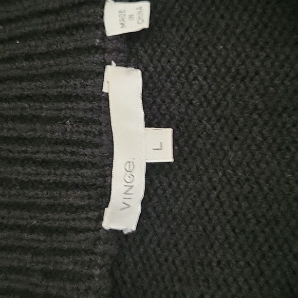 Vince Wool Short Sleeve Button Front Black Cardigan Patch Pocket Large - Picture 2 of 8